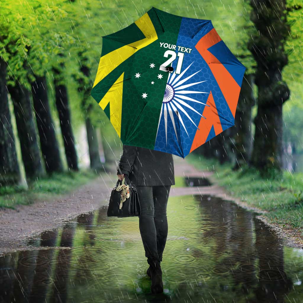India vs Australia Custom Umbrella Blue vs Gold Cricket Heritage - Aussie Hoodie