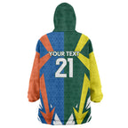 India vs Australia Custom Wearable Blanket Hoodie Blue vs Gold Cricket Heritage - Aussie Hoodie