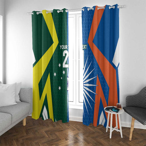 India vs Australia Custom Window Curtain Blue vs Gold Cricket Heritage - Aussie Hoodie