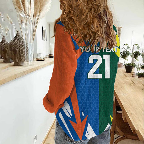 India vs Australia Custom Women Casual Shirt Blue vs Gold Cricket Heritage - Aussie Hoodie