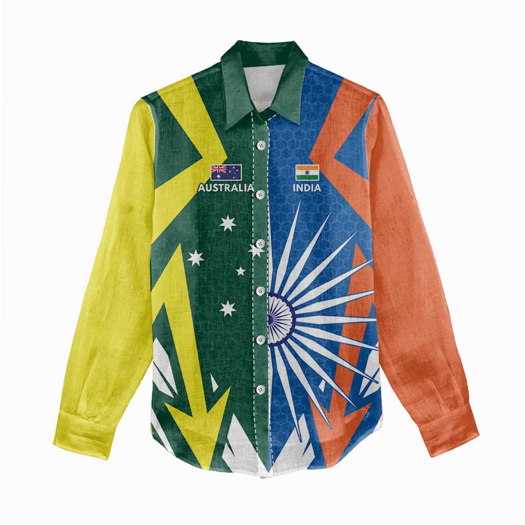 India vs Australia Custom Women Casual Shirt Blue vs Gold Cricket Heritage - Aussie Hoodie