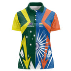 India vs Australia Custom Women Polo Shirt Blue vs Gold Cricket Heritage - Aussie Hoodie