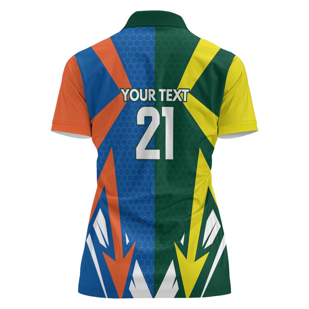 India vs Australia Custom Women Polo Shirt Blue vs Gold Cricket Heritage - Aussie Hoodie