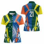 India vs Australia Custom Women Polo Shirt Blue vs Gold Cricket Heritage - Aussie Hoodie