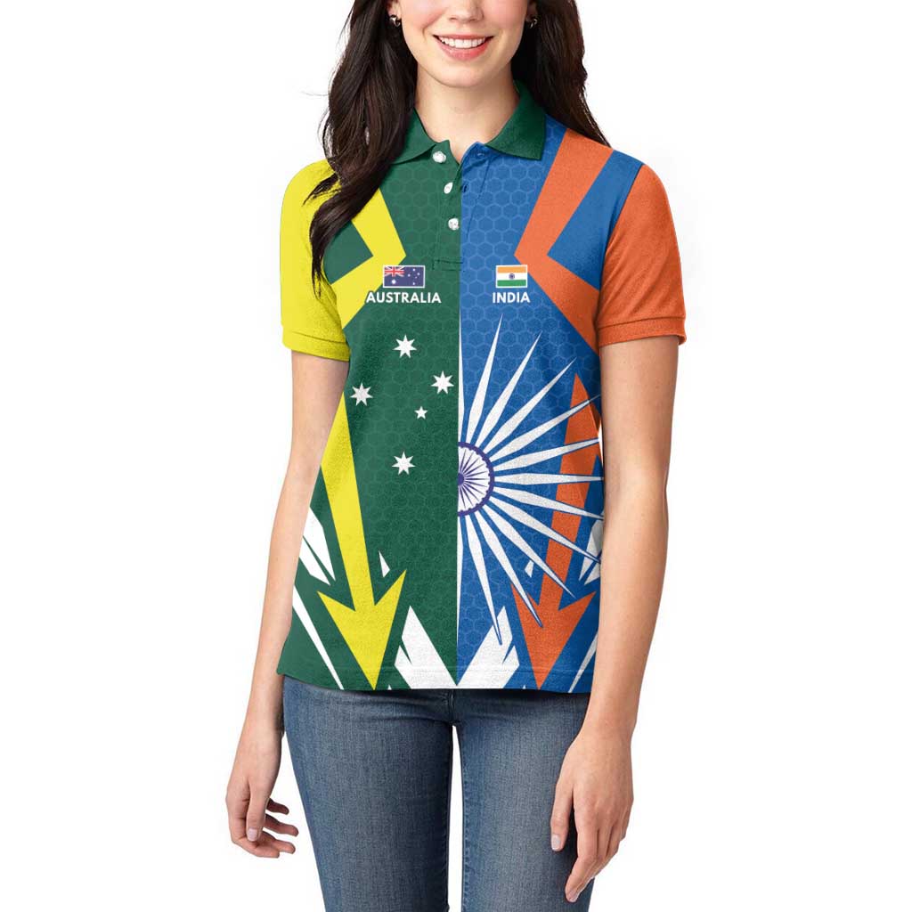 India vs Australia Custom Women Polo Shirt Blue vs Gold Cricket Heritage - Aussie Hoodie