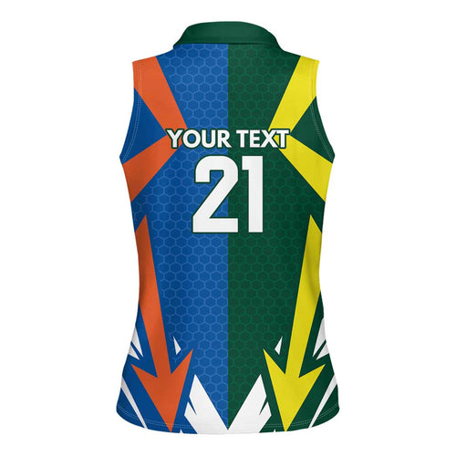 India vs Australia Custom Women Sleeveless Polo Shirt Blue vs Gold Cricket Heritage - Aussie Hoodie