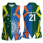 India vs Australia Custom Women Sleeveless Polo Shirt Blue vs Gold Cricket Heritage - Aussie Hoodie