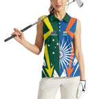 India vs Australia Custom Women Sleeveless Polo Shirt Blue vs Gold Cricket Heritage - Aussie Hoodie