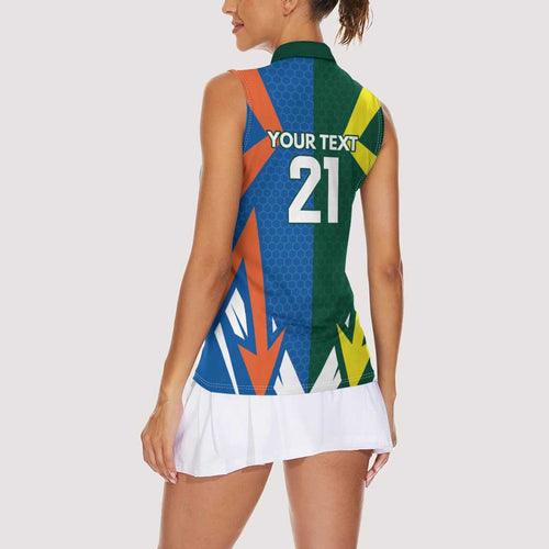 India vs Australia Custom Women Sleeveless Polo Shirt Blue vs Gold Cricket Heritage - Aussie Hoodie
