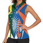 India vs Australia Custom Women Sleeveless Polo Shirt Blue vs Gold Cricket Heritage - Aussie Hoodie