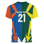 India vs Australia Custom Women V-Neck T-Shirt Blue vs Gold Cricket Heritage - Aussie Hoodie