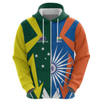 India vs Australia Custom Zip Hoodie Blue vs Gold Cricket Heritage - Aussie Hoodie