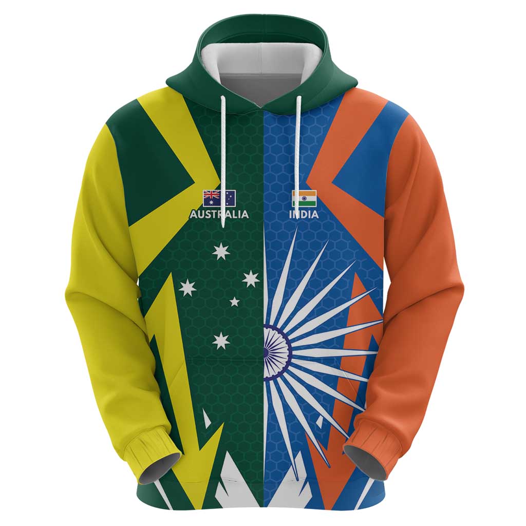 India vs Australia Custom Zip Hoodie Blue vs Gold Cricket Heritage - Aussie Hoodie