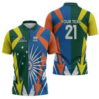 India vs Australia Custom Zipper Polo Shirt Blue vs Gold Cricket Heritage - Aussie Hoodie