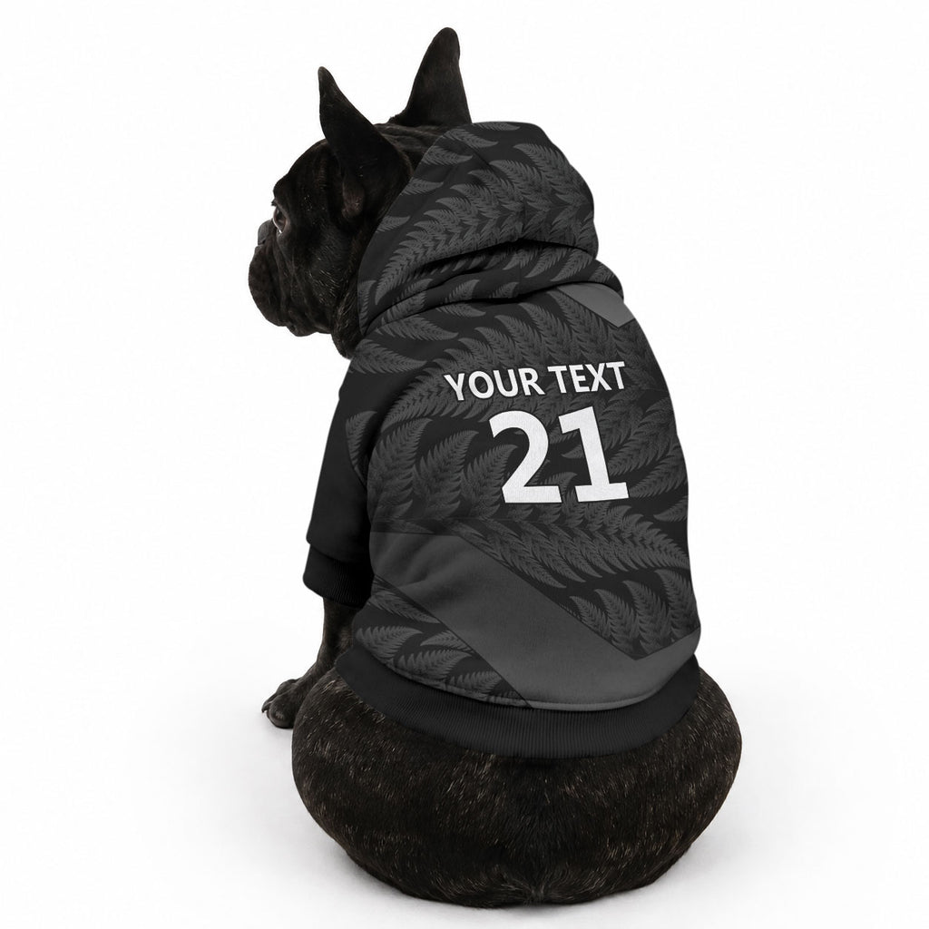 New Zealand Cricket Custom Pet Hoodie Potae Pango Black Fern Pattern