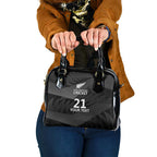 New Zealand Cricket Custom Shoulder Handbag Potae Pango Black Fern Pattern