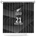 New Zealand Cricket Custom Shower Curtain Potae Pango Black Fern Pattern