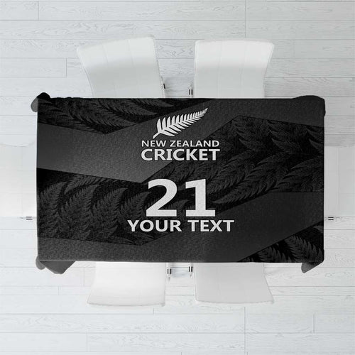 New Zealand Cricket Custom Tablecloth Potae Pango Black Fern Pattern