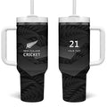 New Zealand Cricket Custom Tumbler With Handle Potae Pango Black Fern Pattern