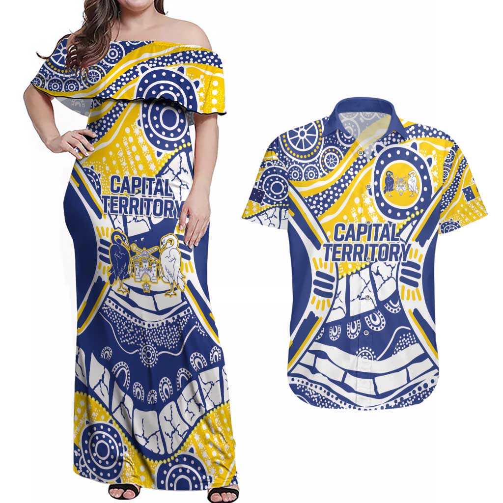 Australian Capital Territory Couples Matching Off Shoulder Maxi Dress and Hawaiian Shirt For The King The Law And The People