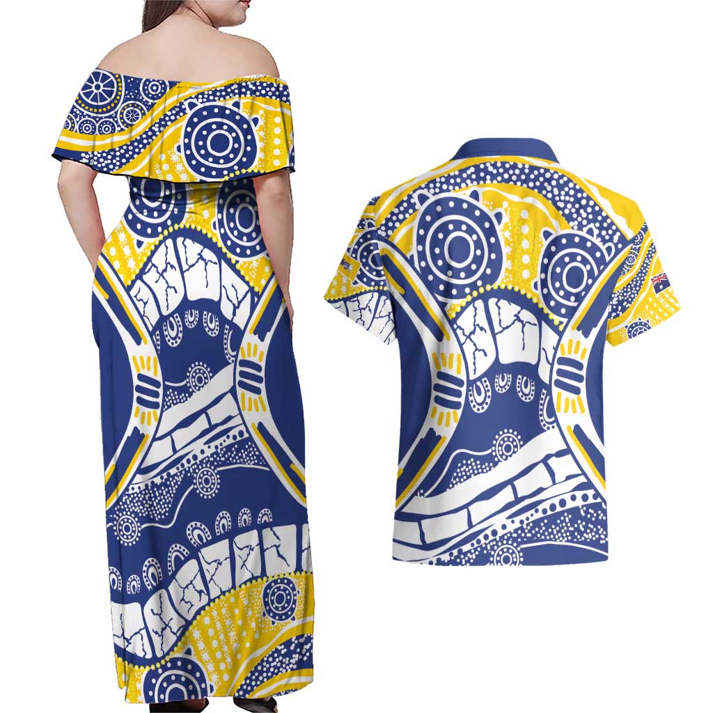 Australian Capital Territory Couples Matching Off Shoulder Maxi Dress and Hawaiian Shirt For The King The Law And The People