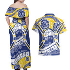 Australian Capital Territory Couples Matching Off Shoulder Maxi Dress and Hawaiian Shirt For The King The Law And The People