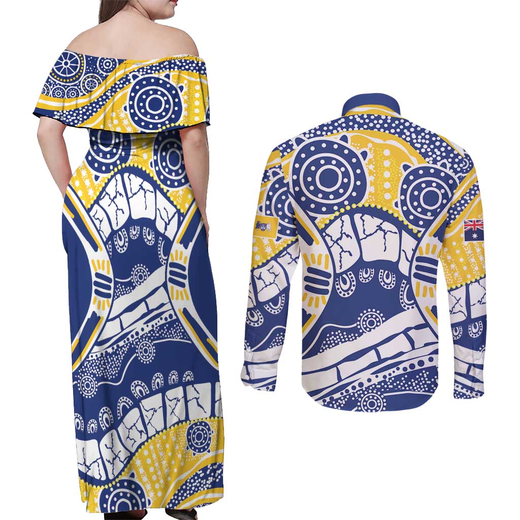 Australian Capital Territory Couples Matching Off Shoulder Maxi Dress and Long Sleeve Button Shirt For The King The Law And The People