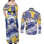 Australian Capital Territory Couples Matching Off Shoulder Maxi Dress and Long Sleeve Button Shirt For The King The Law And The People