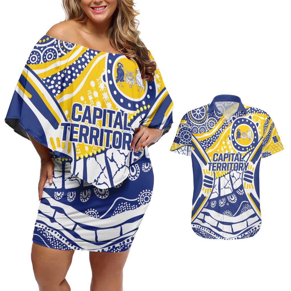 Australian Capital Territory Couples Matching Off Shoulder Short Dress and Hawaiian Shirt For The King The Law And The People