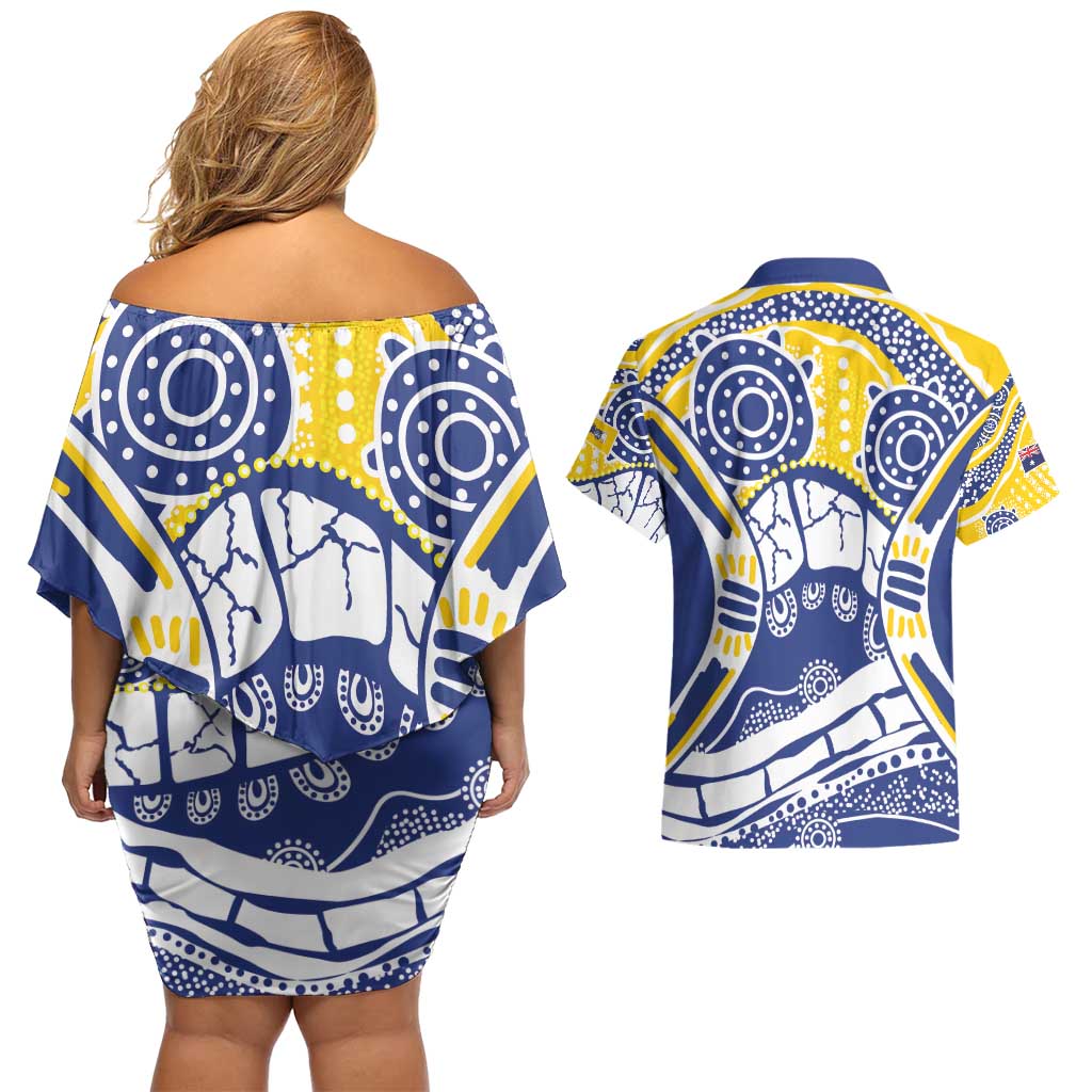 Australian Capital Territory Couples Matching Off Shoulder Short Dress and Hawaiian Shirt For The King The Law And The People