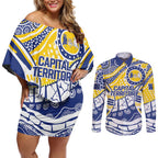 Australian Capital Territory Couples Matching Off Shoulder Short Dress and Long Sleeve Button Shirt For The King The Law And The People