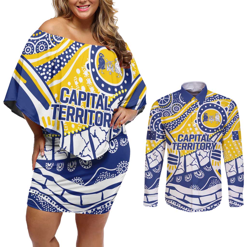 Australian Capital Territory Couples Matching Off Shoulder Short Dress and Long Sleeve Button Shirt For The King The Law And The People