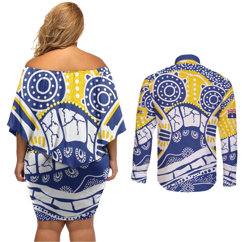Australian Capital Territory Couples Matching Off Shoulder Short Dress and Long Sleeve Button Shirt For The King The Law And The People