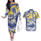 Australian Capital Territory Couples Matching Off The Shoulder Long Sleeve Dress and Hawaiian Shirt For The King The Law And The People