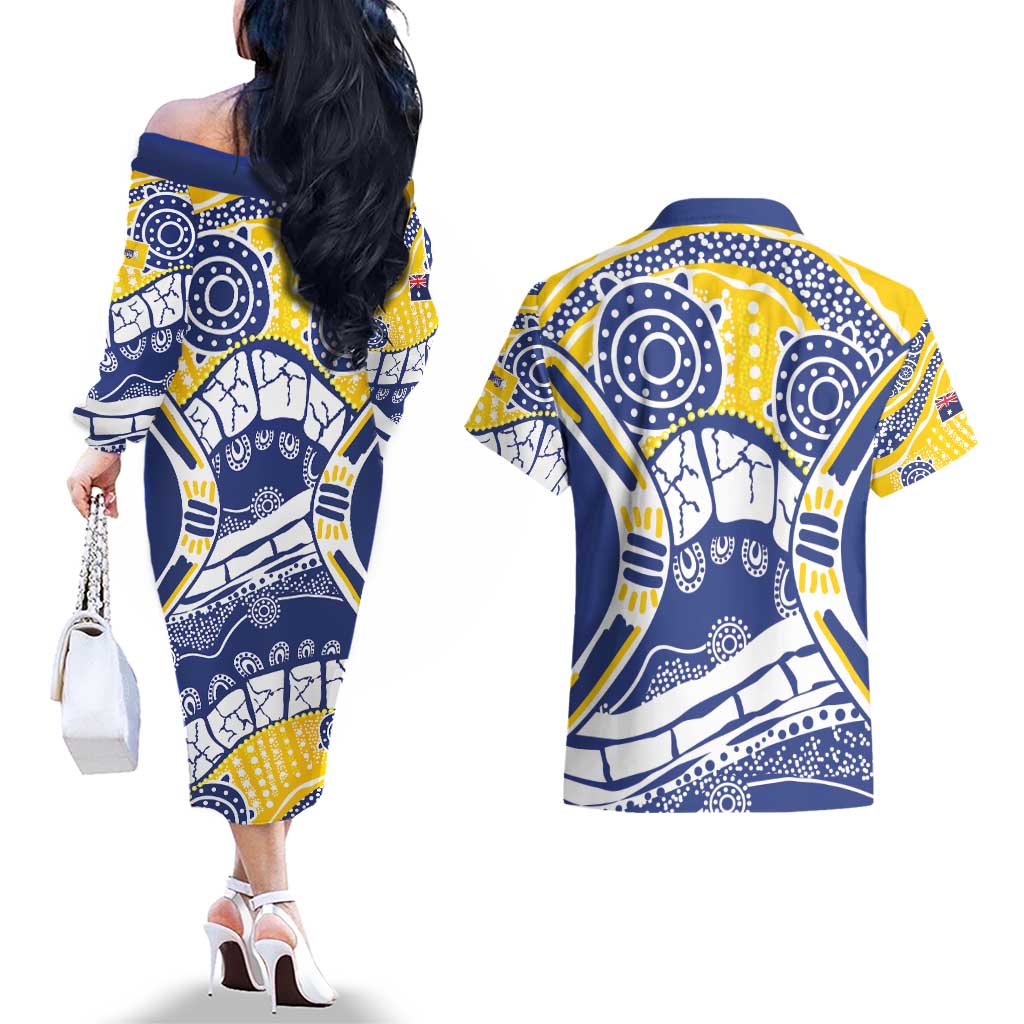 Australian Capital Territory Couples Matching Off The Shoulder Long Sleeve Dress and Hawaiian Shirt For The King The Law And The People
