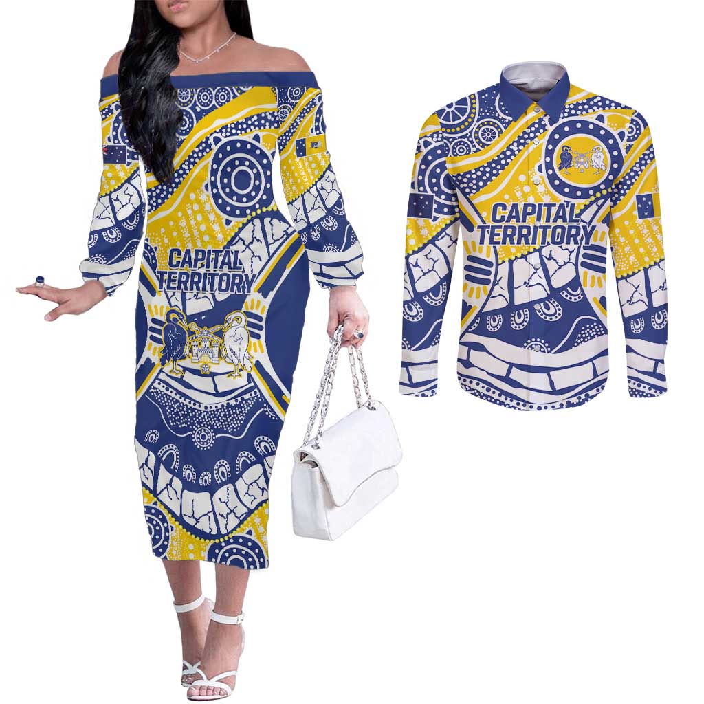 Australian Capital Territory Couples Matching Off The Shoulder Long Sleeve Dress and Long Sleeve Button Shirt For The King The Law And The People