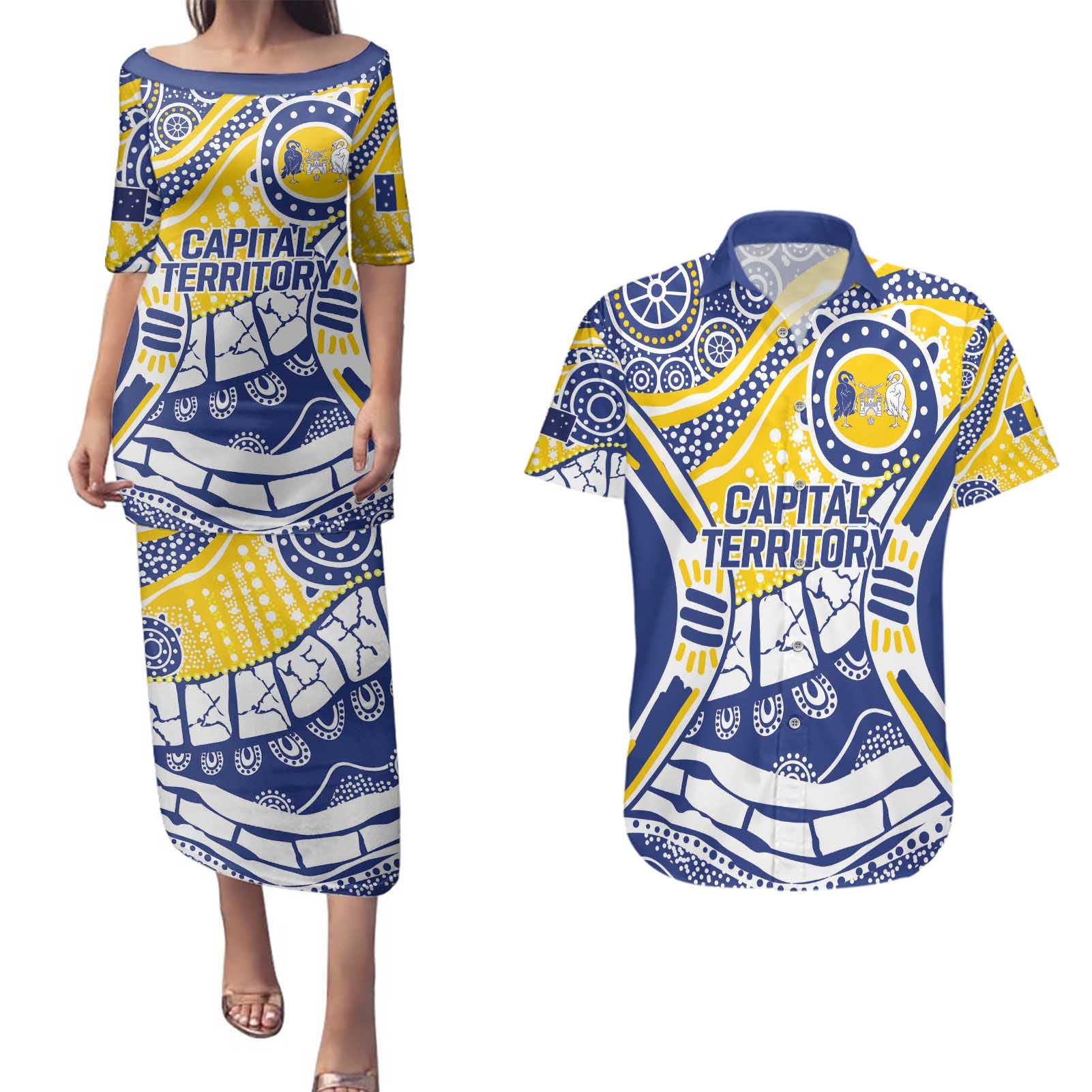 Australian Capital Territory Couples Matching Puletasi and Hawaiian Shirt For The King The Law And The People