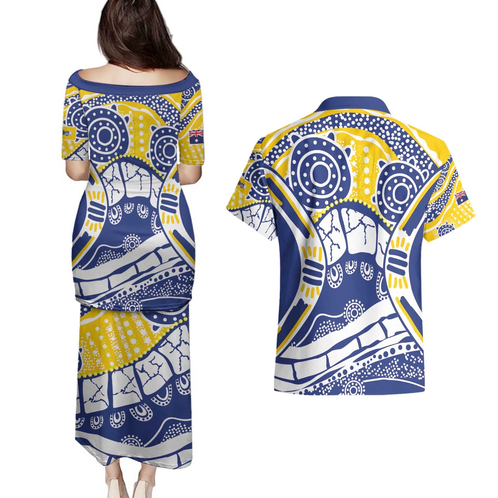 Australian Capital Territory Couples Matching Puletasi and Hawaiian Shirt For The King The Law And The People