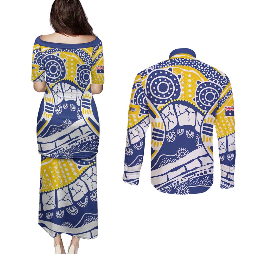 Australian Capital Territory Couples Matching Puletasi and Long Sleeve Button Shirt For The King The Law And The People