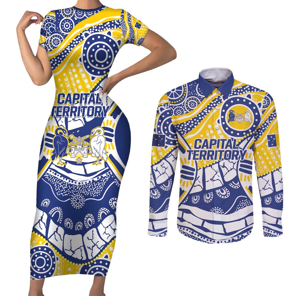 Australian Capital Territory Couples Matching Short Sleeve Bodycon Dress and Long Sleeve Button Shirt For The King The Law And The People