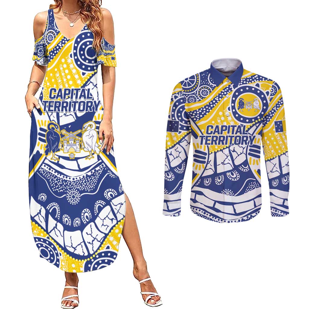 Australian Capital Territory Couples Matching Summer Maxi Dress and Long Sleeve Button Shirt For The King The Law And The People