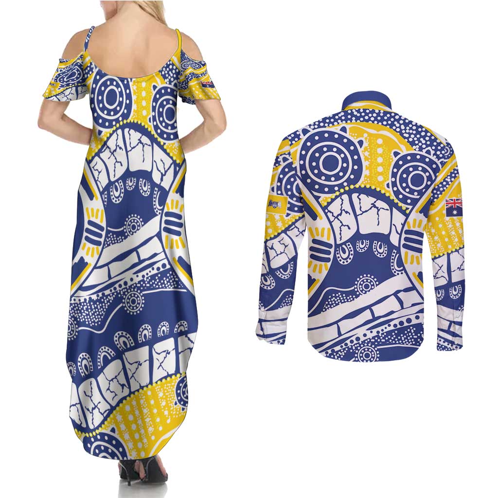 Australian Capital Territory Couples Matching Summer Maxi Dress and Long Sleeve Button Shirt For The King The Law And The People