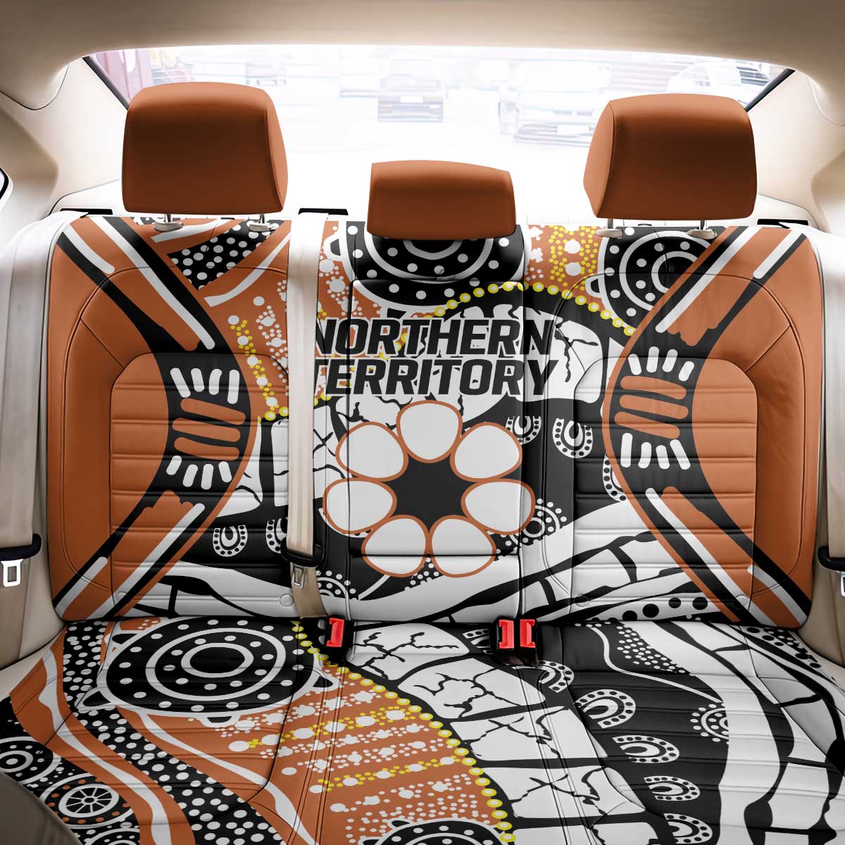 Australian Northern Territory Back Car Seat Cover Aboriginal with Sturt's Desert Rose