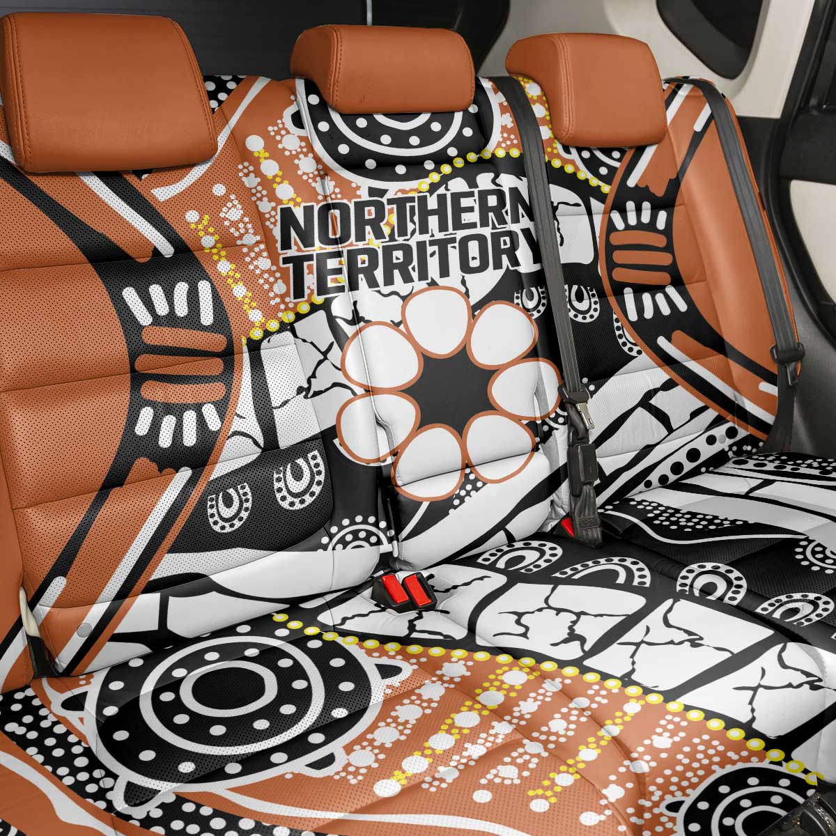 Australian Northern Territory Back Car Seat Cover Aboriginal with Sturt's Desert Rose