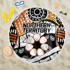 Australian Northern Territory Beach Blanket Aboriginal with Sturt's Desert Rose