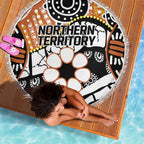 Australian Northern Territory Beach Blanket Aboriginal with Sturt's Desert Rose