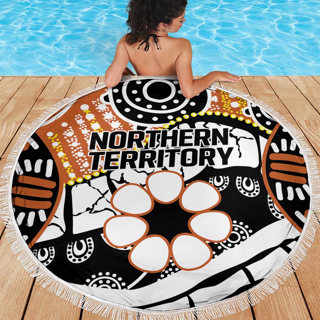 Australian Northern Territory Beach Blanket Aboriginal with Sturt's Desert Rose
