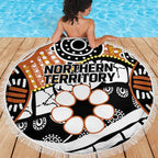 Australian Northern Territory Beach Blanket Aboriginal with Sturt's Desert Rose