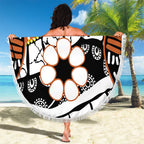 Australian Northern Territory Beach Blanket Aboriginal with Sturt's Desert Rose