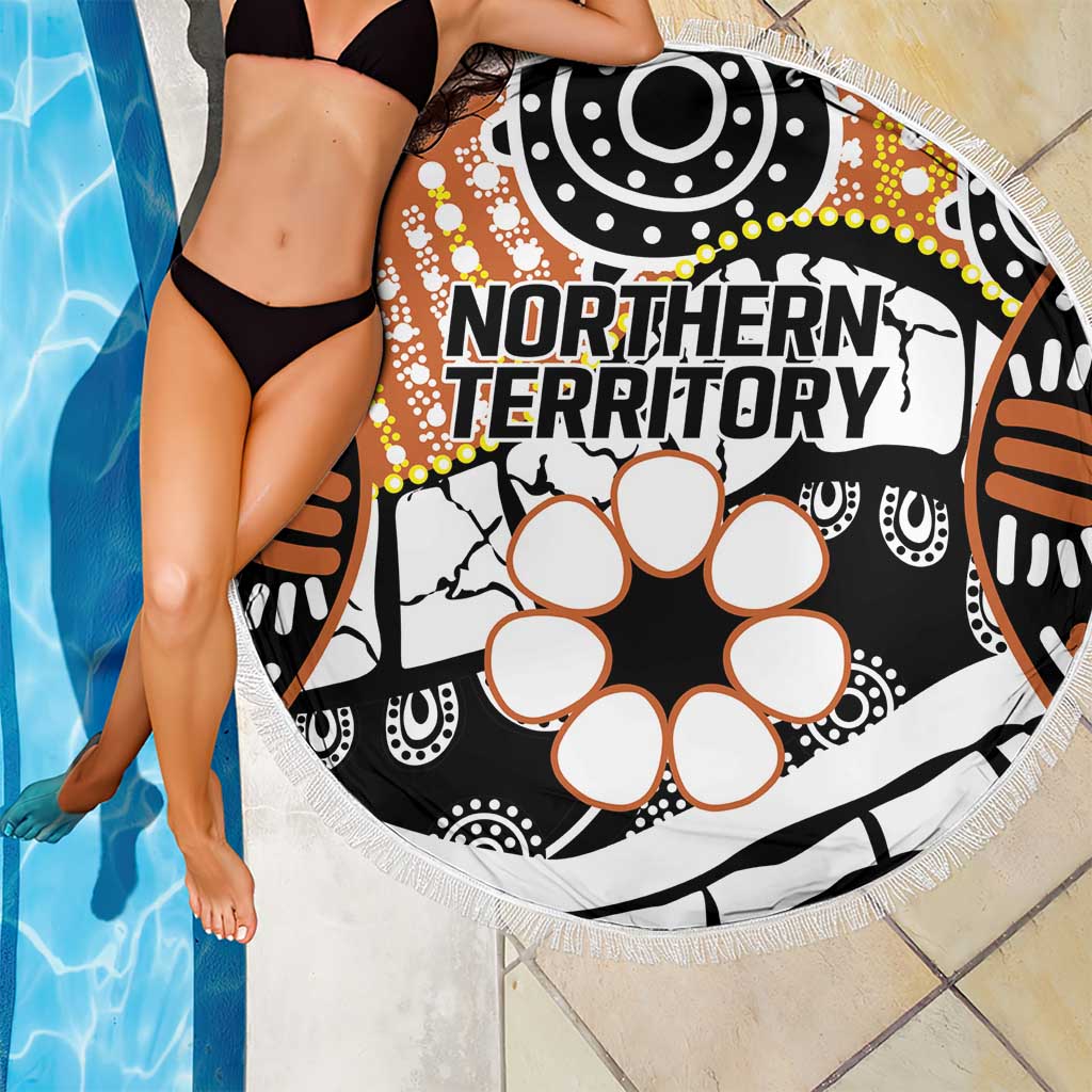 Australian Northern Territory Beach Blanket Aboriginal with Sturt's Desert Rose